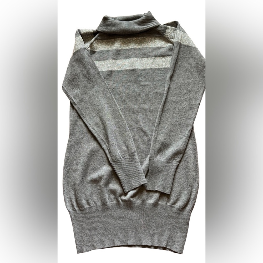 Say What? Grey Striped Turtleneck Sweater dress Long Sleeve Knit Size XL